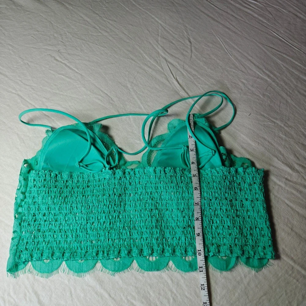 Zenana‎ Floral Lace Bralette Mint Longline Removable Pads boho 3X plus size